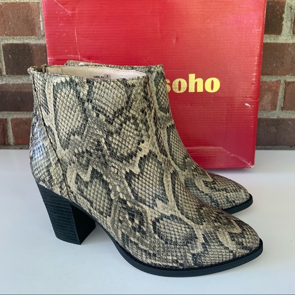 ZiGi Soho women’s Harlan Snake Print Block Heel Ankle Boots Size US 9 M NEW - Picture 1 of 8